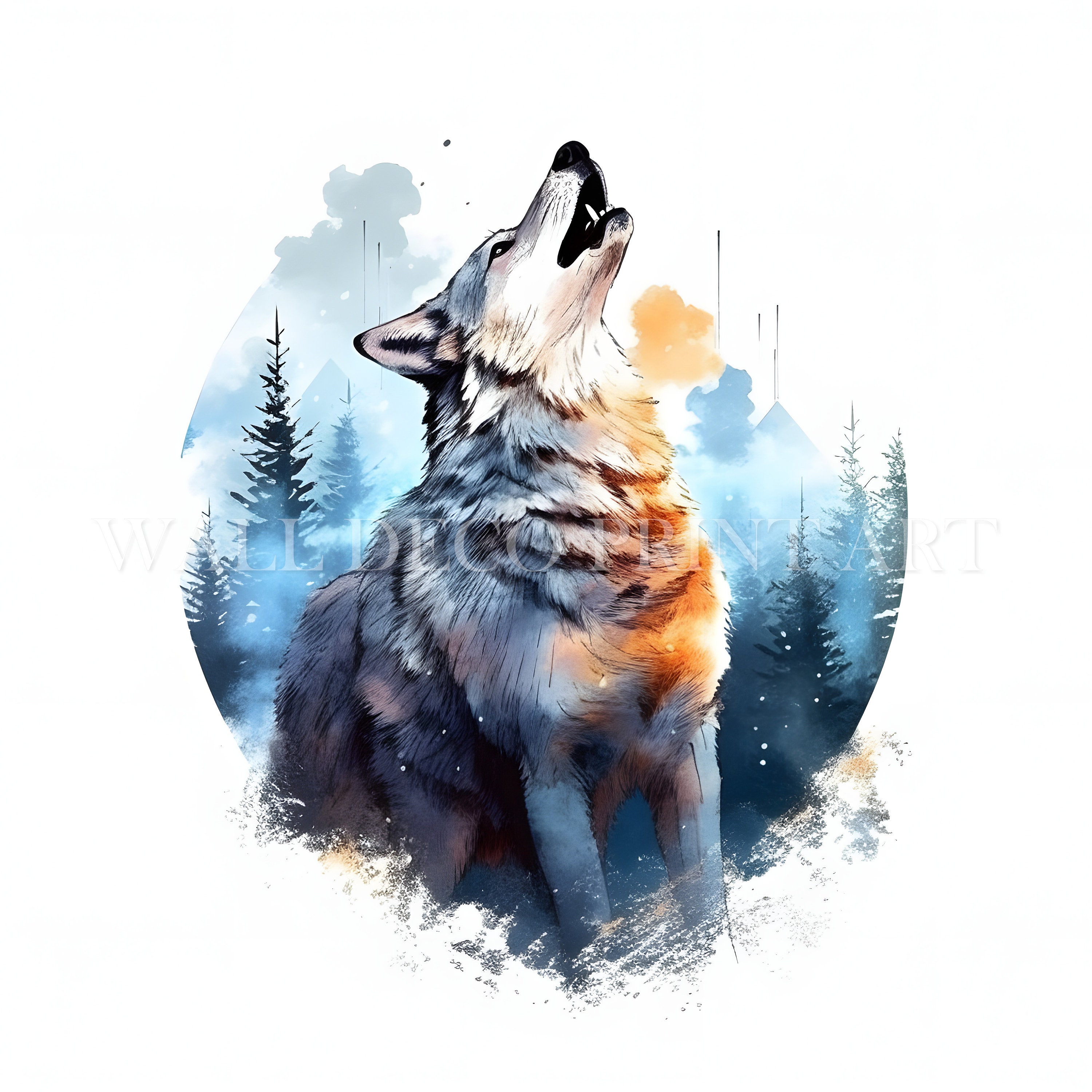 Howling Wolf Clipart Bundle - 13 High Quality Jpgs - Digital Downloads ...