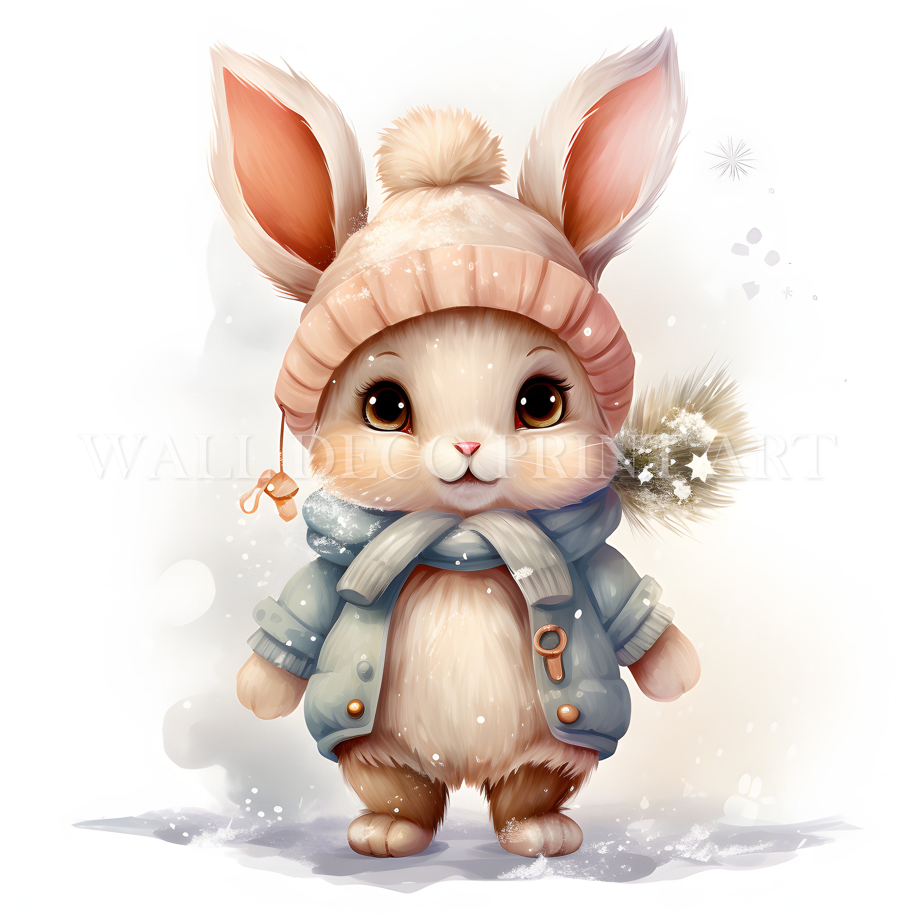 Cute Christmas Rabbit Clipart Bundle - 10 Jpgs & 1 PNG High Quality ...