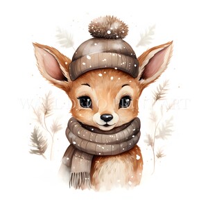 Christmas Reindeer Clipart Bundle - 1 PNG & 10 High Quality JPG - Digital Downloads - Commercial Use, Watercolor, Mixed Media, Digital Craft
