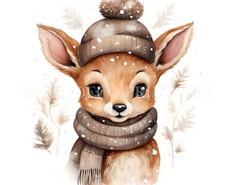 Christmas Reindeer Clipart Bundle - 1 PNG & 10 High Quality JPG - Digital Downloads - Commercial Use, Watercolor, Mixed Media, Digital Craft