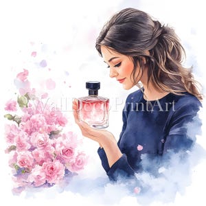 11 Frau und Parfume Clipart Bundle - 10 hochwertige JPG - Digital Download - Kommerzielle Nutzung Aquarell Mixed Media Druckbare Papier Handwerk