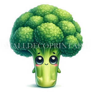 Funny Broccoli Clipart Bundle - 10 High Quality JPGs - Digital Downloads - Commercial Use Watercolor Mixed Media Digital Craft Printable Art