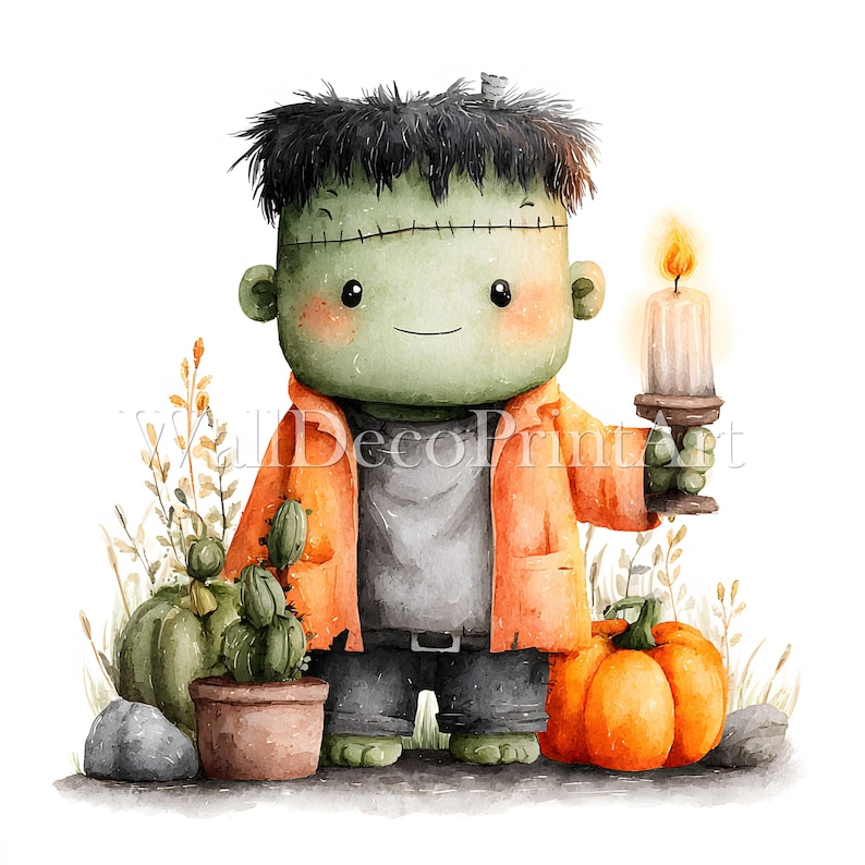 10 Cute Halloween Frankenstein Clipart Bundle - High Quality Images ...