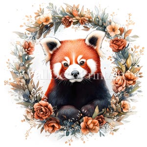 rode panda clipartbundel-10 hoge kwaliteit JPG-digitale download-commercieel gebruik aquarel mixed media afdrukbare papier ambachtelijke dierenafbeelding