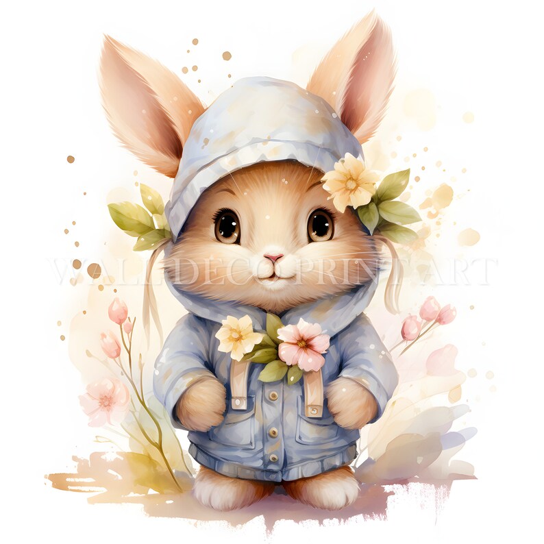Cute Spring Flower Rabbit Clipart Bundle - 12 High Quality JPG ...