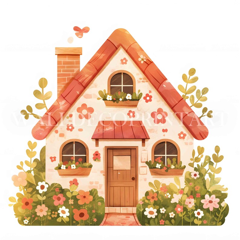 12 Whimsical House Clipart High Quality Jpgs Digital Downloads