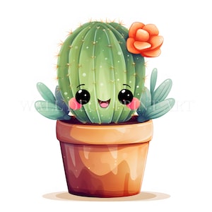 Pacote de clipart de cacto fofo - 10 JPGs de alta qualidade - Downloads digitais - Uso comercial, aquarela, mídia mista, artesanato em papel digital