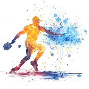 10 cliparts de joueur de ping-pong - haute qualité JPG - téléchargement numérique - usage Commercial aquarelle supports imprimables papier numérique artisanat art sportif