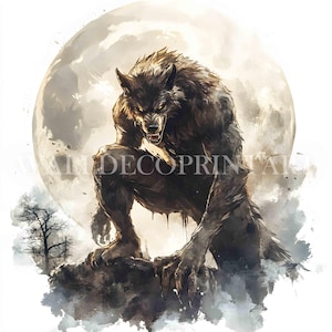 11 ilskna varulvar Clipart - Högkvalitativ JPG - Digital nedladdning Kommersiellt bruk Akvarell Utskrivbara medier Digitalt papper Fantasy Porträttkonst