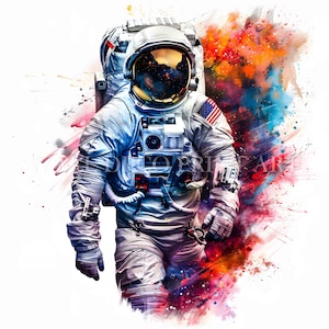 Brave Astronaut Clipart Bundle - 10 hochwertige Bilder - digitale Downloads - kommerzielle Nutzung Aquarell Mixed Media Digital Craft Splash Art