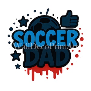 Fußball Dad Dunkel - Druckbares transparentes PNG Design für T-Shirts, Sublimation, kommerzielle Nutzung, digitaler Download Print on Demand Projekte