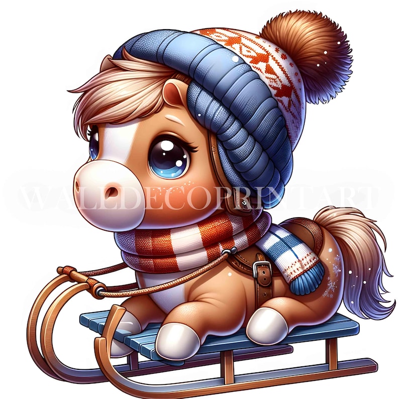 10 Christmas Winter Horse Clipart Bundle - High Quality Jpgs - Digital ...