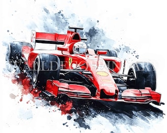 11 Formel-Rennwagen Clipart - Hochwertige JPGs - Digitale Downloads - Kommerzielle Nutzung, Aquarell, Druckbare Medien Digitales Papier Handwerk Kunst