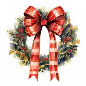 Classic Christmas Flower wreath Clipart Bundle - 10 High Quality JPGs - Digital Download - Commercial Use, Watercolor, Mixed Media, Digital