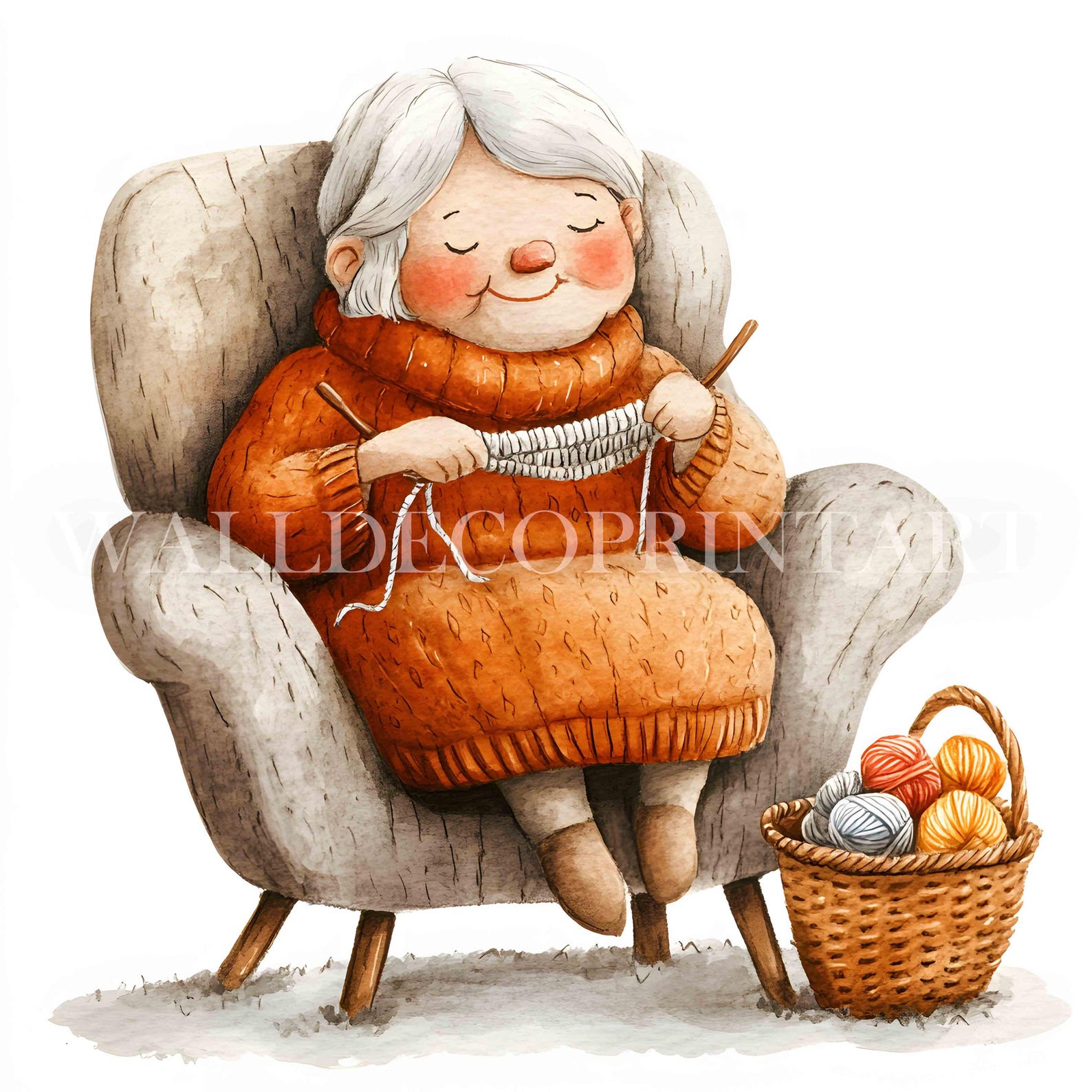 10 Knitting Grandmother Clipart - High Quality Jpgs - Digital Downloads ...
