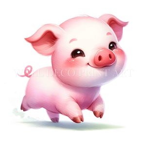 Paquete de imágenes prediseñadas de cerdo con bocetos suaves: 5 archivos JPG de alta calidad, descarga digital, uso comercial, acuarela, técnica mixta, manualidades con papel digital