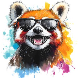 Coole Roter Panda Clipart Bundle - 11 hochwertige JPG - Digital Download - Kommerzielle Nutzung Aquarell Mixed Media Papier Handwerk Bunte Wandkunst