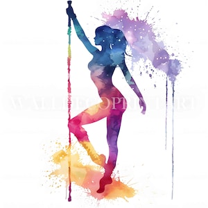 10 Pole dance Clipart - JPG di alta qualità - Download digitali - Uso commerciale, acquerello, supporti stampabili, artigianato digitale su carta, arte sportiva
