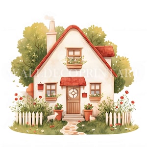 12 Clipart di case stravaganti - JPG di alta qualità - Download digitali - Uso commerciale, acquerello, supporti stampabili, artigianato digitale su carta, arte