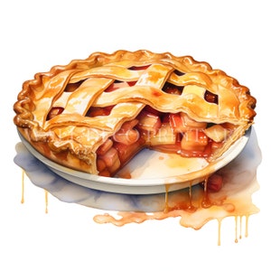 Lindo pacote de clipart de torta de maçã - 10 JPGs de alta qualidade - Downloads digitais - Uso comercial, aquarela, mídia mista, artesanato em papel digital