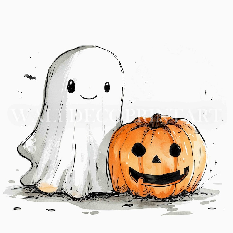 13 Cute Halloween Ghost Clipart Bundle High Quality Images Digital