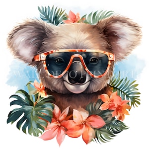 Cool and Cute Koala Clipart Bundle - 10 High Quality JPGs - Digital Downloads - Commercial Use, Watercolor, Mixed Media, Digital Paper Craft