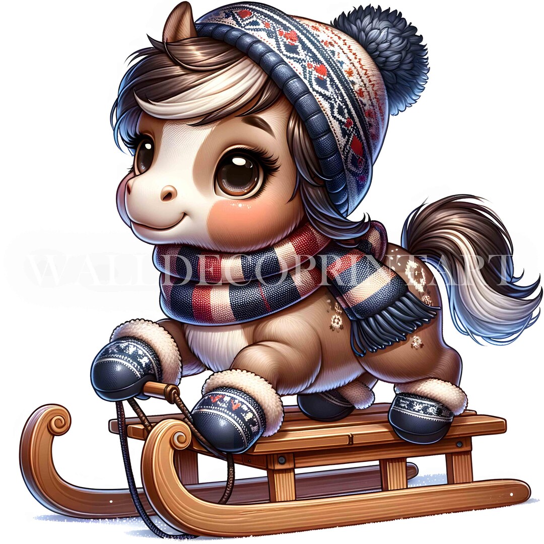 10 Christmas Winter Horse Clipart Bundle - High Quality Jpgs - Digital ...