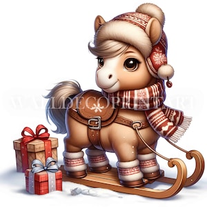 10 Christmas Winter Horse Clipart Bundle - High Quality Jpgs - Digital ...