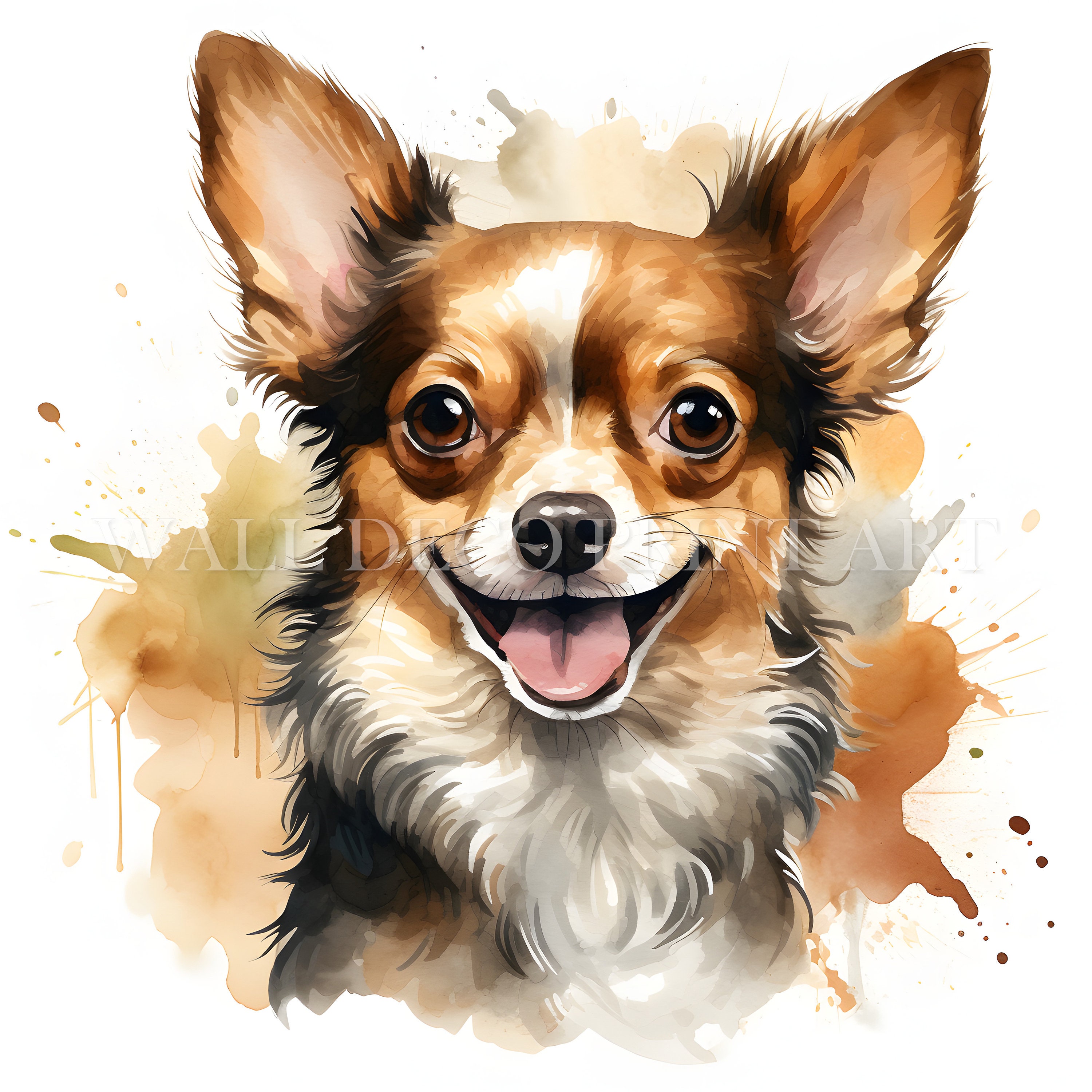 Schönes Chihuahua-Clipart-Bundle - 10 hochwertige JPGs - Digitale Downloads - Kommerzielle Nutzung, Aquarell, Mischtechnik, Digitales Papiermodell