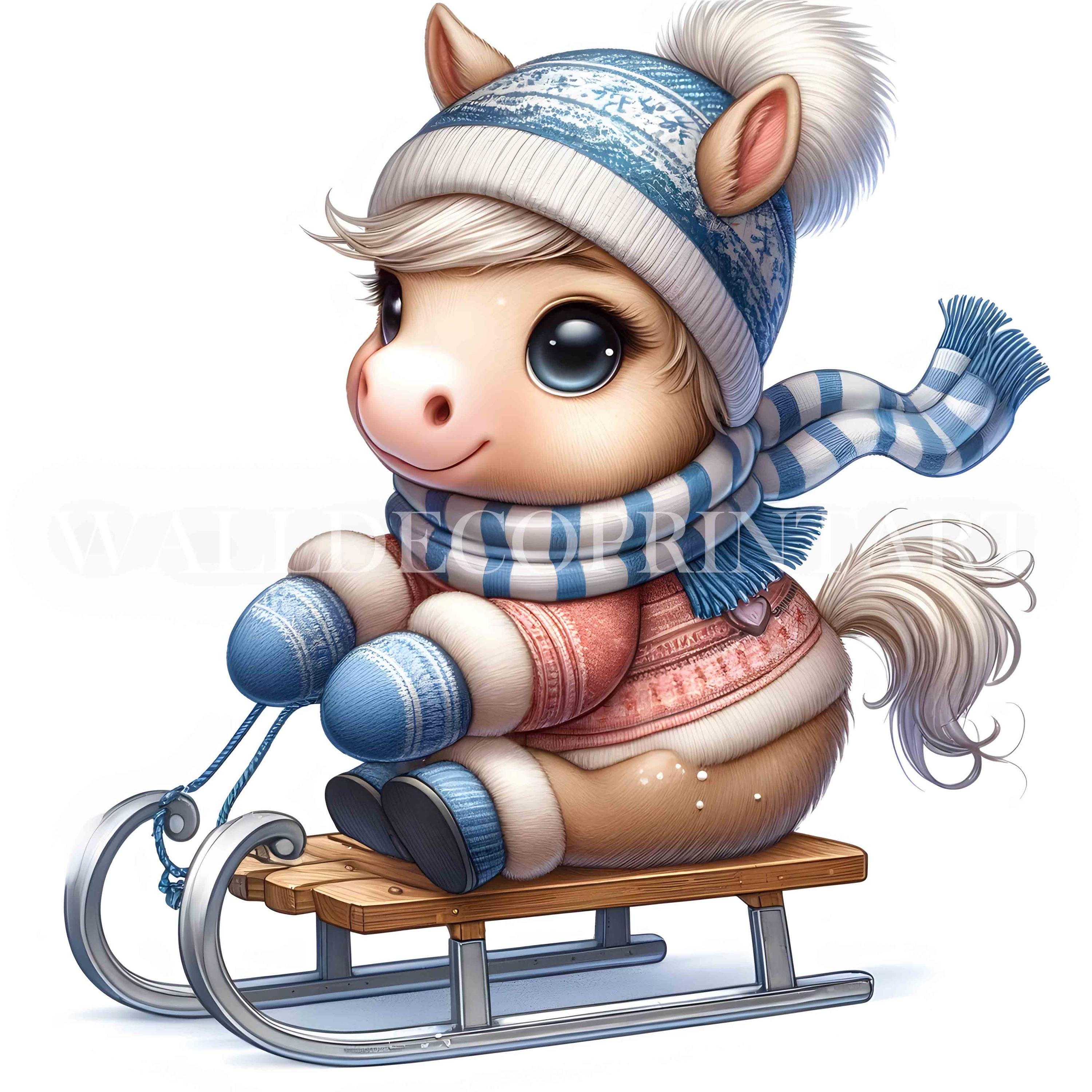 10 Christmas Winter Horse Clipart Bundle - High Quality Jpgs - Digital ...