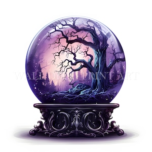 Halloween Crystal Ball Clipart Bundle - 10 High Quality JPGs - Digital Download - Commercial Use, Watercolor, Mixed Media, Digital Paper