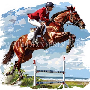 11 Horse Riding Jockey Clipart Bundle - JPG di alta qualità - Download digitali - Uso commerciale, acquerello, tecniche miste, artigianato digitale su carta