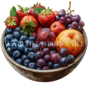 12 Leckere Obstschale Clipart - Hochwertige JPG - Digital Download - Kommerzielle Nutzung, Aquarell Printable Media Digital Papier Handwerk Journal
