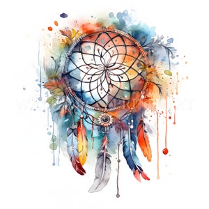 Dream Catcher Clipart Bundle - 12 JPG di alta qualità - Download digitali - Uso commerciale, acquerello, tecniche miste, artigianato digitale su carta