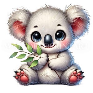 Soft Sketch Cute Koala Clipart Bundle - 5 High Quality JPG - Digital Download - Commercial Use, Watercolor, Mixed Media, Digital Paper Craft