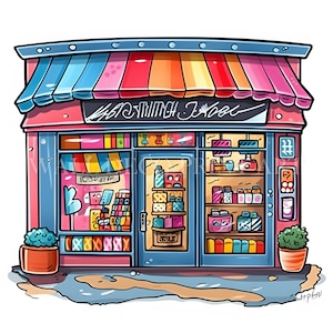 Lovely Colorful Shop Clipart - 10 High Quality Jpgs - Digital Downloads ...