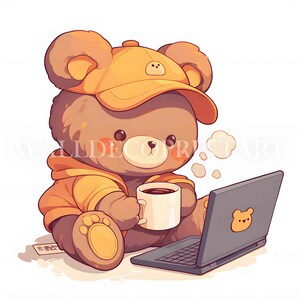 12 Fluffy Teddy Bear Programmer Clipart Bundle - High Quality JPG - Digital Download - Commercial Use Mixed Media Digital Craft Junk Journal