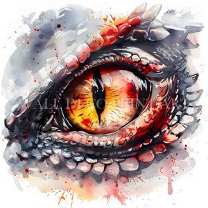 Dragon Eyes Clipart - 10 JPG di alta qualità - Download digitali - Uso commerciale, acquerello, tecniche miste, artigianato digitale su carta, pianificatore