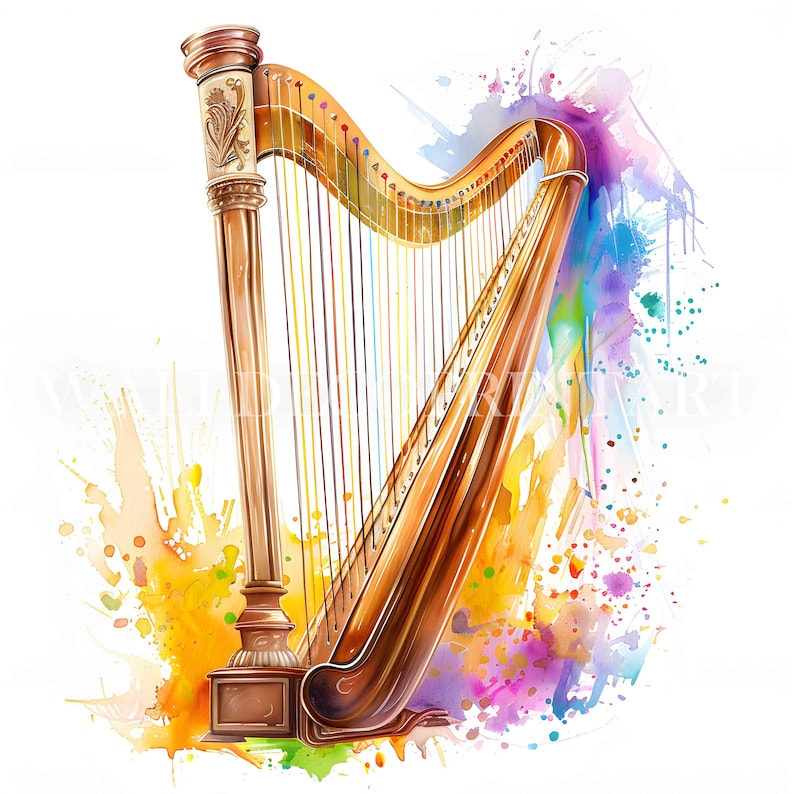 Harp Color 10 Beautiful Harp Clipart Bundle - High Quality Images - Digital ...