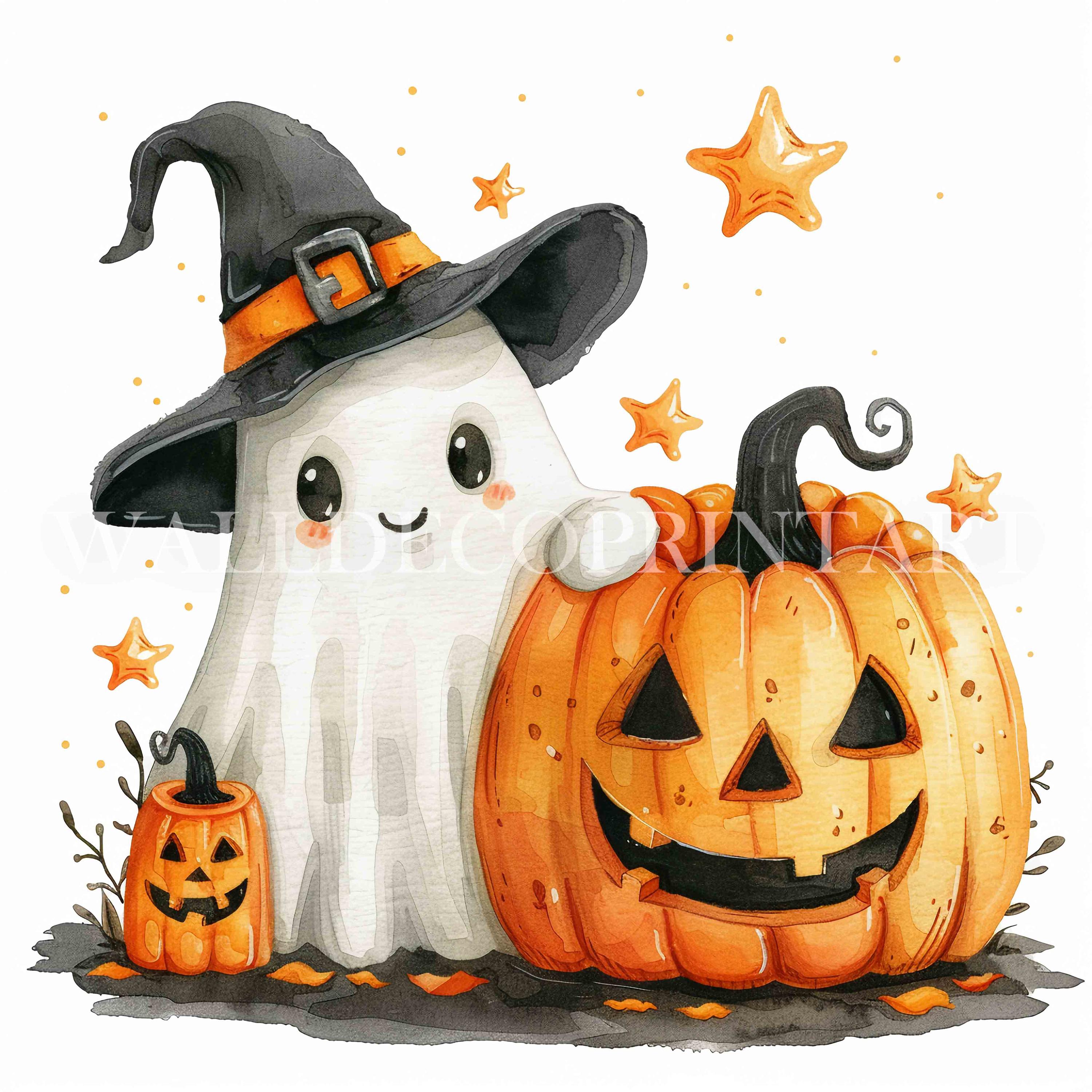 13 Cute Halloween Ghost Clipart Bundle - Transparent PNG High Quality Images - Digital Download Commercial Use Watercolor Mixed Media Craft - Etsy