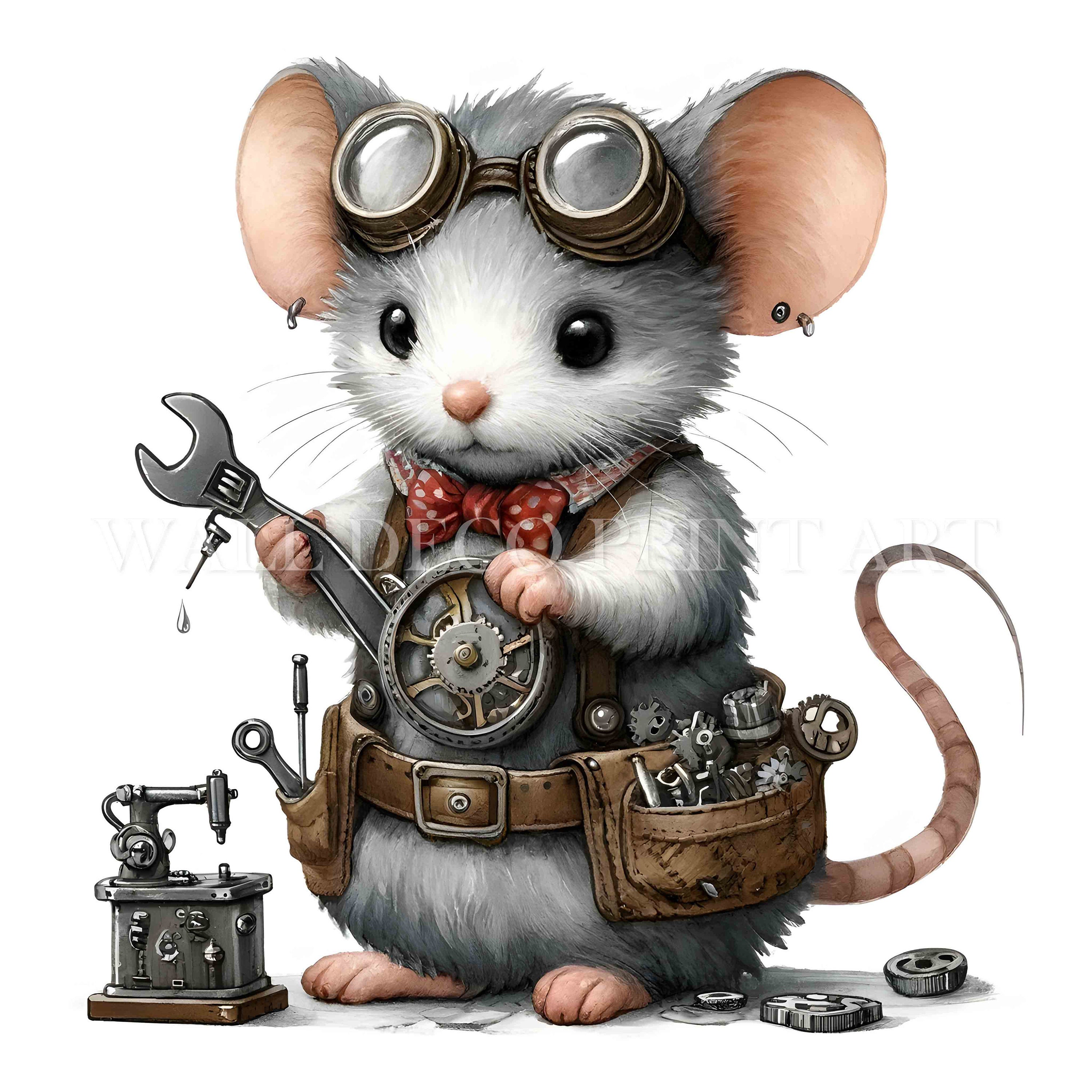 Cute Steampunk Mouse Clipart Bundle - 13 High Quality Images - Digital ...