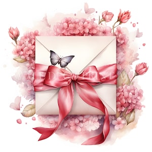 Blumige Umschlag Cliparts - 10 hochwertige JPGs - sofortige digitale Downloads - kostenlose kommerzielle Nutzung, Wandkunst, Mischtechnik, digitales Handwerk