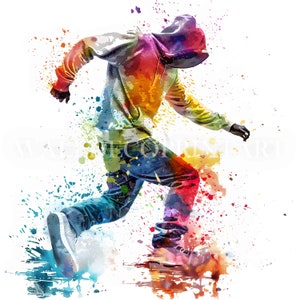 10 cliparts de danseurs hip-hop - JPG haute qualité - téléchargement numérique - usage commercial, aquarelle, supports imprimables, papier numérique, artisanat, art sportif