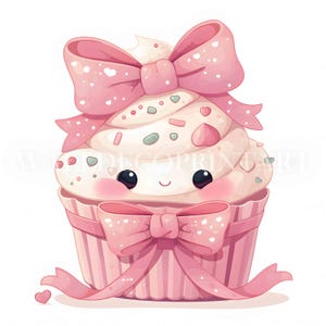 Pacchetto di clipart di cupcake kawaii carini - 10 JPG di alta qualità - Download digitali - Uso commerciale, acquerello, tecniche miste, artigianato digitale con carta