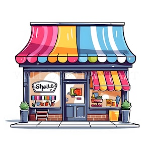 Lovely Colorful Shop Clipart - 10 High Quality Jpgs - Digital Downloads ...