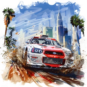 Rally Cross Car Clipart Bundle - 16 JPG di alta qualità - Download digitali - Uso commerciale, acquerello, tecniche miste, artigianato digitale su carta