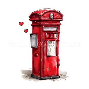 London Post Box Clipart-bundel - 11 hoge kwaliteit JPG's - Digitale downloads - Commercieel gebruik, aquarel, Mixed media, Digital Paper Craft
