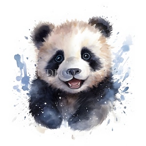 Schönes Panda Clipart Bundle - 13 hochwertige JPG - digitale Downloads - kommerzielle Nutzung, Aquarell, Mischtechnik, digitales Papiermodell, Tasse