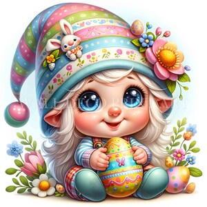 Carino piccolo gnomo di Pasqua Clipart Bundle - 10 JPG di alta qualità - Download digitali - Uso commerciale Acquerello Tecnica mista Artigianato digitale