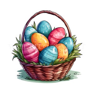 Easter Baskets clipart bundel SET 1-10 hoge kwaliteit JPG - digitale downloads - commercieel gebruik, aquarel, Mixed media, Digital Paper Craft